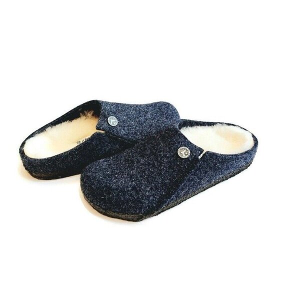Birkenstock Zermatt Shearling Lined Slide Slippers Kids Size L2 EU33 Dark Blue - Picture 9 of 9